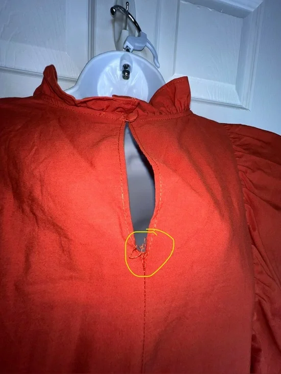 Zara Women’s Medium Ruffled Poplin Crop Top Blouse M 100% Cotton Brick Red - Picture 15 of 15